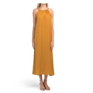 Rachel Zoe Golden Mustard Braided Halter Top Maxi Dress Size Small